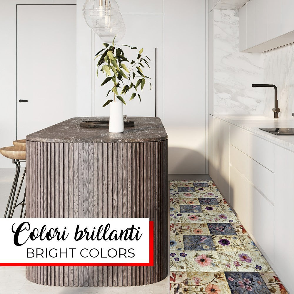 Tappeto Cucina Gomma Pvc 51x140 cm Antimacchia Passatoia Antiscivolo Antisfilo Lavabile Dis_D