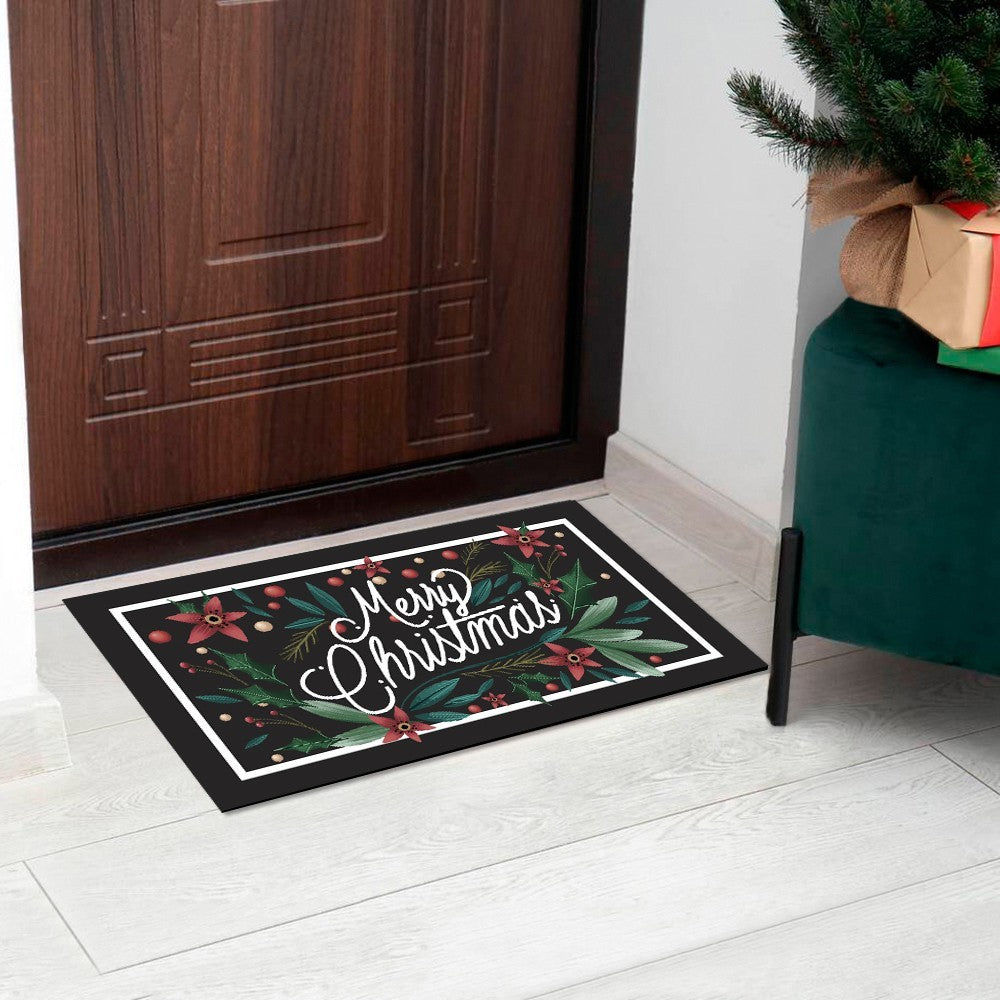 Zerbino Natalizio Gomma Sostenibile 40x70 Cm Asciugapassi Natale Ingresso Antiscivolo Dis.D