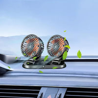 DOPPIO VENTILATORE PER AUTO 24V PORTATILE DA VIAGGIO REGOLABILE ARIA FRESCA