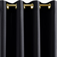 Tenda Porta Finestra 140x280 Cm Raso Sintetico 1 Pannello Coprente Occhielli Acciaio Nero