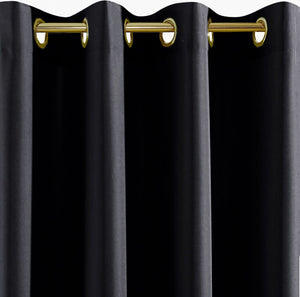 Tenda Porta Finestra 140x280 Cm Raso Sintetico 1 Pannello Coprente Occhielli Acciaio Nero