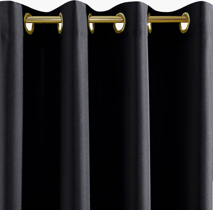 Tenda Porta Finestra 140x280 Cm Raso Sintetico 1 Pannello Coprente Occhielli Acciaio Nero