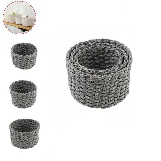 3 CESTINI INTRECCIATI CORDA CESTO PORTA OGGETTI ORGANIZZA ROTONDO 74624