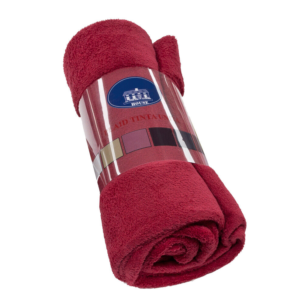 Coperta Plaid 200x220 cm Morbida Vellutata Pile Caldo Soffice Avvolgente Divano Letto Poltrona Bordeaux