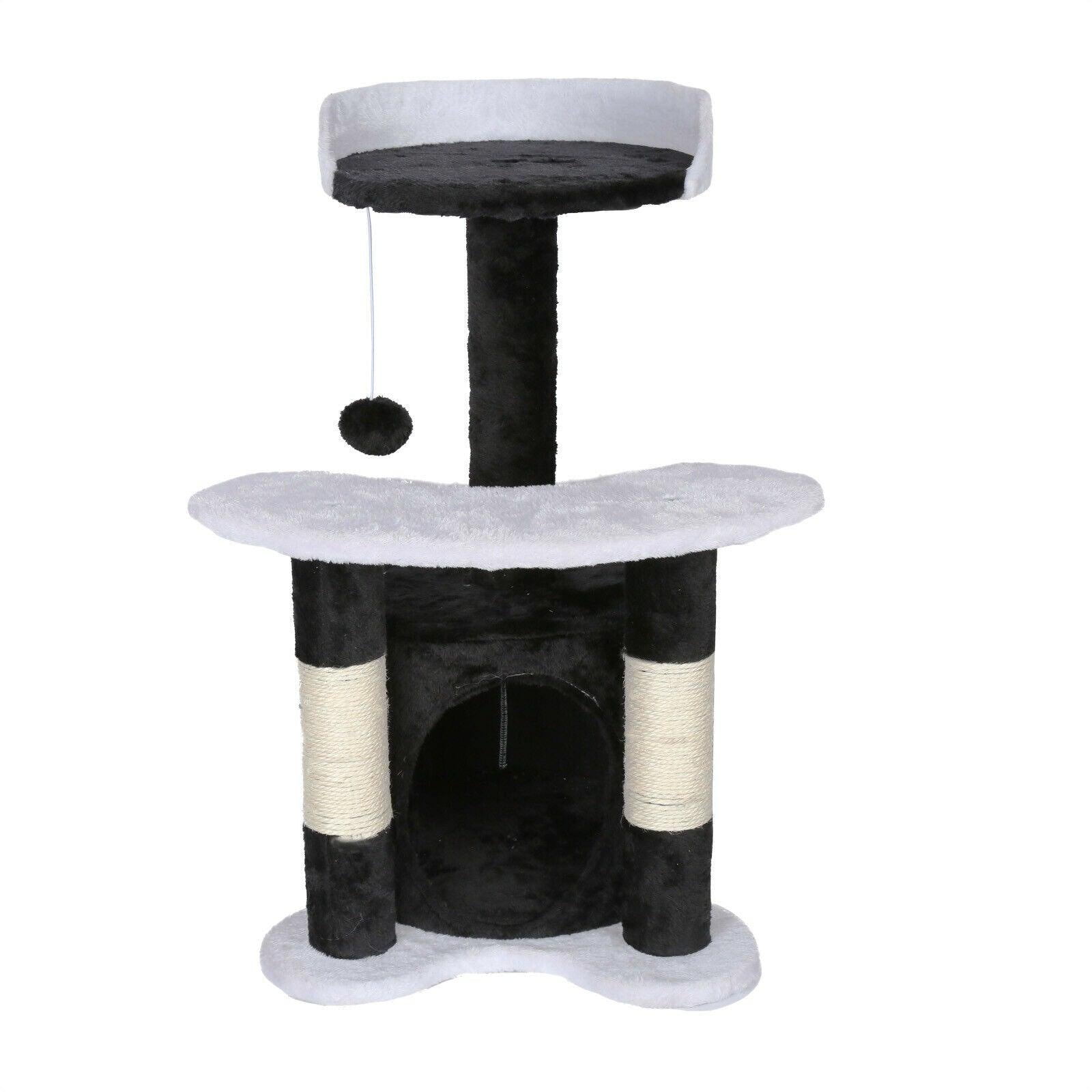 Tiragraffi per gatti altezza 65 cm con giochi tiragraffi in corda sisal nero/bianco 16_0000012