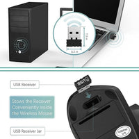 MOUSE VERTICALE WIRELESS ERGONOMICO POLSO TUNNEL CARPALE 5 TASTI D5 3600 DPI