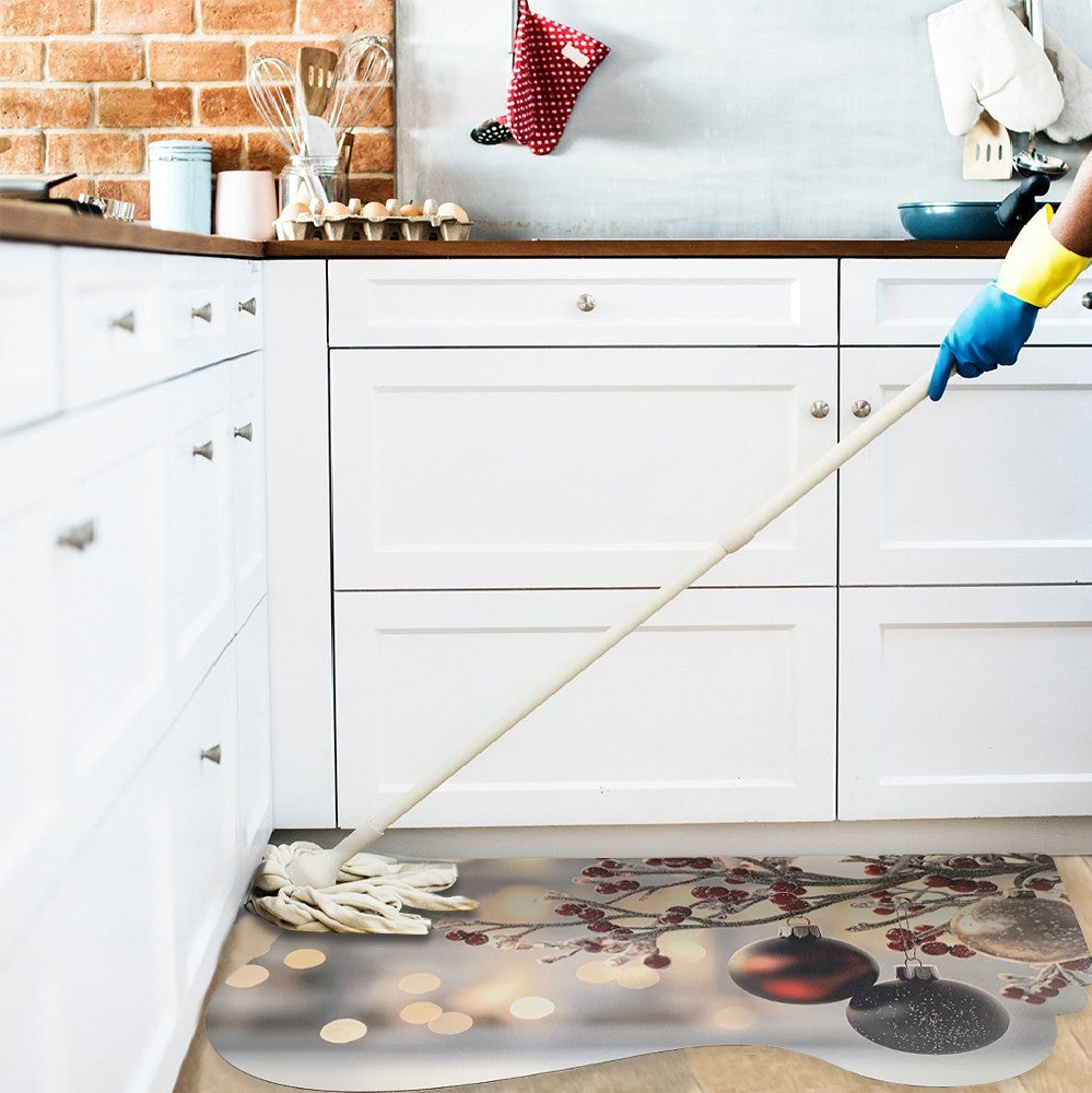 Tappeto Cucina Natale Gomma Pvc 50x90 Cm Moderno Antimacchia Antiscivolo Addobbi Natalizi (B)