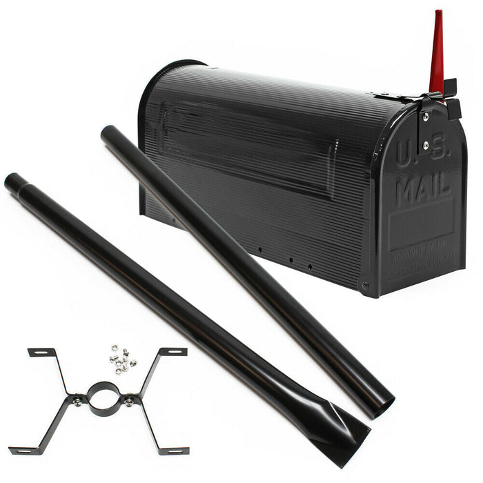 Cassetta postale americana Cassetta postale dal design americano piedino di supporto per posta nera 16_0000335