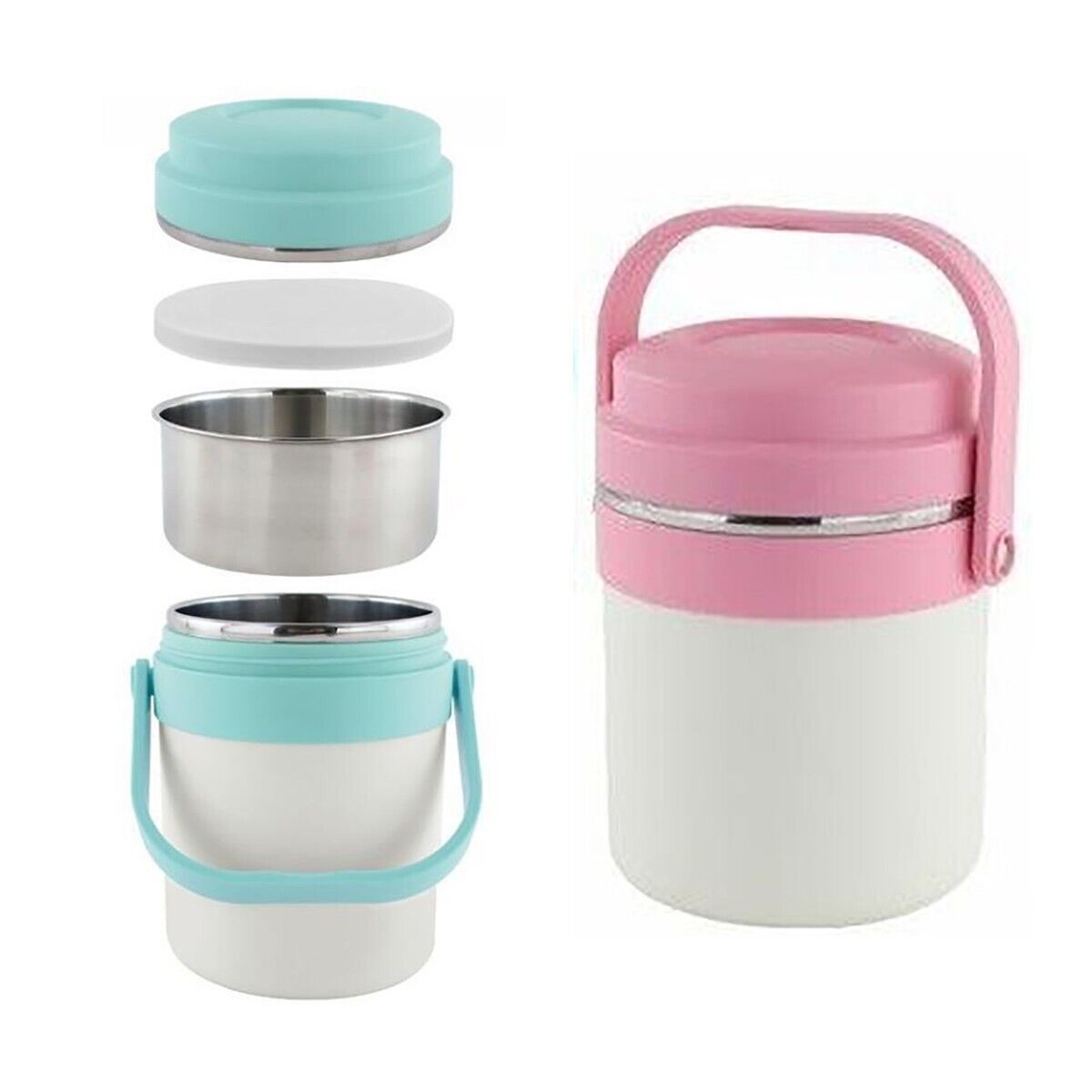 PORTAVIVANDE THERMOS CONTENITORE PORTA PRANZO TERMICO ACCIAIO BORSA TERMICA 2LT