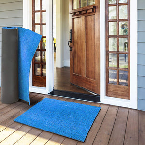 Zerbino Cocco Naturale Colorato Antiscivolo Su Misura Tappeto Ingresso Entrata 80x100 cm Blu