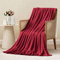 Coperta Plaid 130x160 cm Morbida Vellutata Pile Caldo Soffice Avvolgente Divano Letto Poltrona Bordeaux