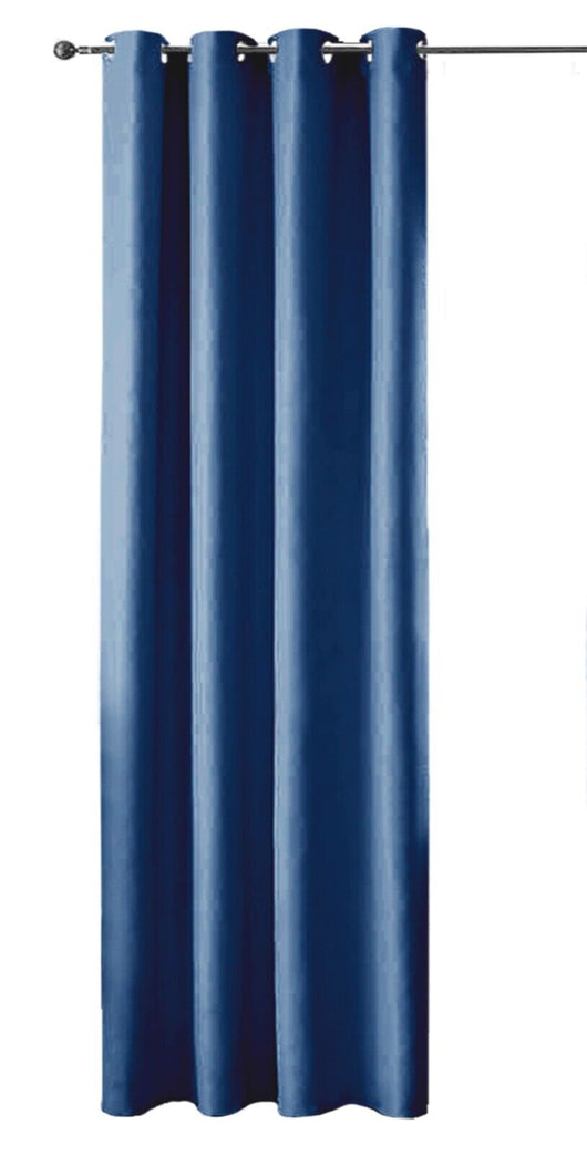 Tenda Porta Finestra 140x280 Cm Raso Sintetico 1 Pannello Coprente Occhielli Acciaio Blu