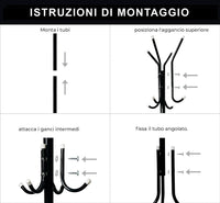 Appendiabiti Ingresso 12 Ganci Attaccapanni Bianco Metallo Salvaspazio Da Terra Stand Piantana