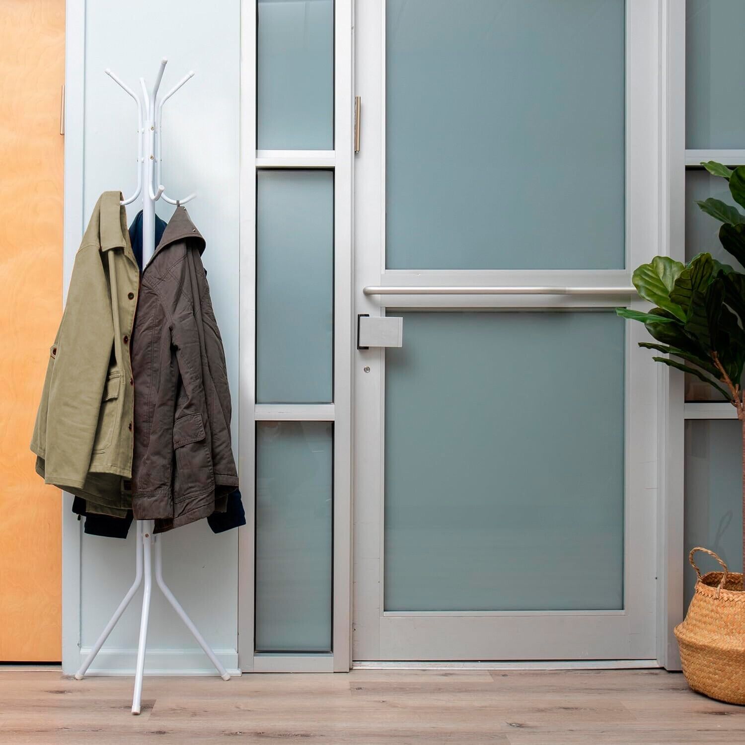 Appendiabiti Ingresso 12 Ganci Attaccapanni Bianco Metallo Salvaspazio Da Terra Stand Piantana