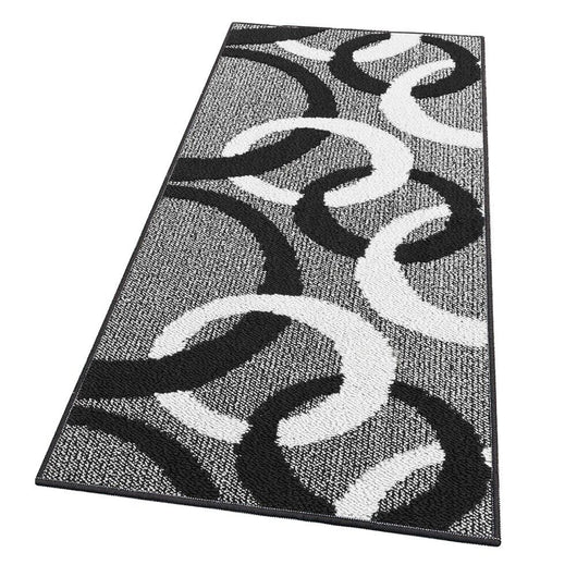 Tappeto Cucina 50x100 Cm Tridimensionale Cerchi 3D Assorbente Morbido Moderno Antiscivolo Nero