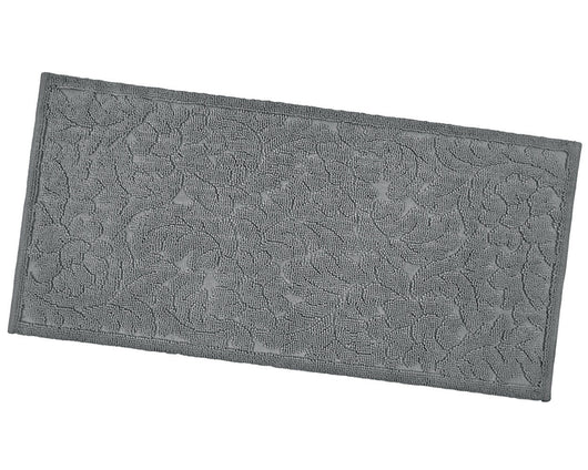 Tappeto Morbido Cotone 53x110 cm Scendiletto Bagno Camera Assorbente Antiscivolo Grigio Scuro