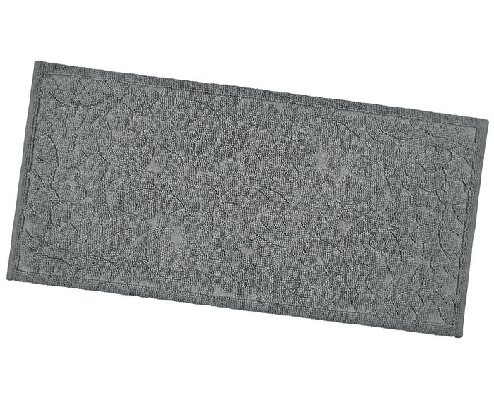 Tappeto Morbido Cotone 53x110 cm Scendiletto Bagno Camera Assorbente Antiscivolo Grigio Scuro