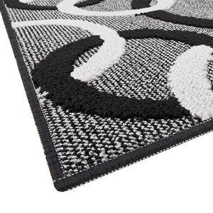 Tappeto Cucina 57x240 Cm Tridimensionale Cerchi 3D Assorbente Morbido Moderno Antiscivolo Nero