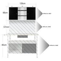 Armadio portautensili da parete grigio ripiano portautensili da officina 120 cm bianco nero 16_0002549