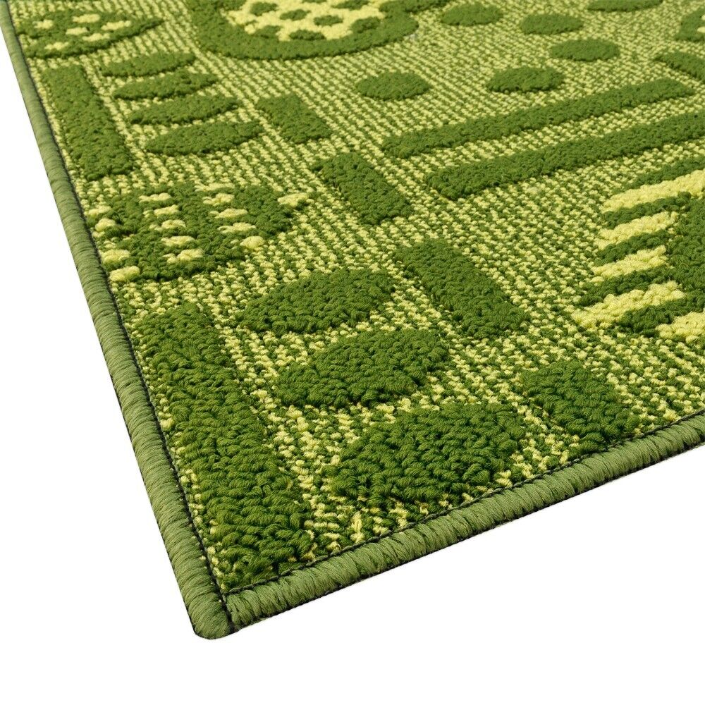 Tappeto Cucina Antiscivolo Cuori 3D Lavabile Moderno Assorbente Verde 57x270 cm