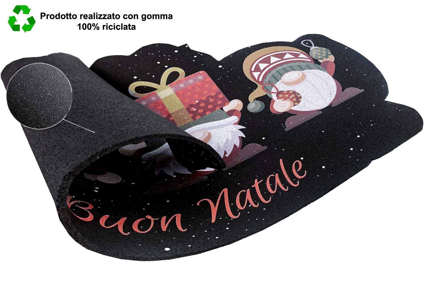 Zerbino Natalizio Moderno Sagomato Gomma Sostenibile 40x70 Cm Natale Ingresso Antiscivolo Dis.A