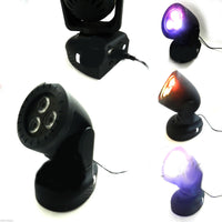 PROIETTORE LED RGB TESTA MOBILE ROTANTE EFFETTI DISCO 3 LED LETTORE MP3 USB TF