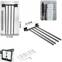 PORTA ASCIUGAMANI 4 ASTE SUPPORTO PER BAGNO DA MURO ASTA CASA NERO 02123