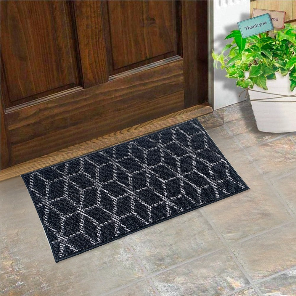 Zerbino Ingresso Interno Esterno Tessuto 3D Antiscivolo Tappeto Casa Assorbente Moderno Nero