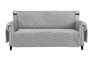 Copridivano Impermeabile Tasche Laterali Proteggi Divano Antimacchia Antiscivolo 3 Posti Grigio