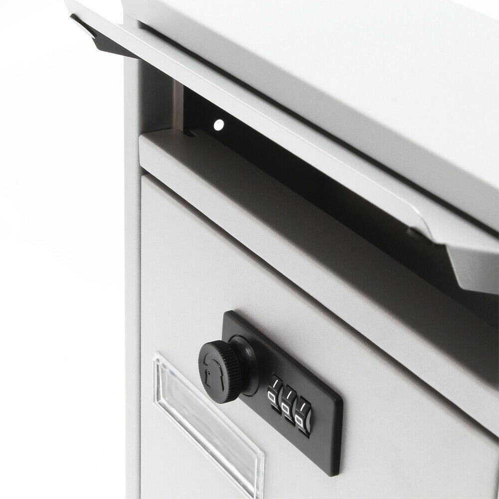 Serratura a combinazione per cassetta postale a parete dal design moderno in acciaio zincato argento 16_0000065