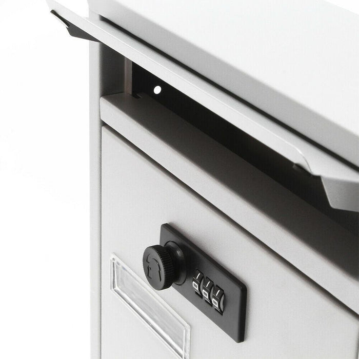 Serratura a combinazione per cassetta postale a parete dal design moderno in acciaio zincato argento 16_0000065