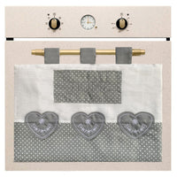 Copriforno Morbido Shabby Chic Cuori Passanti Tessuto Chiusura Velcro Proteggi Forno Cucina Dis.E