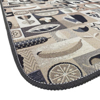 Tappeto Cucina Assorbente Bordato Antiscivolo Frutta e Verdura Passatoia Lavabile 52x110 Cm Nero