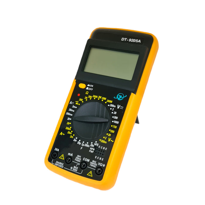 MULTIMETRO DIGITALE TESTER VOLT AMPERE CON CAVI PUNTALI GUSCIO DISPLAY DT 9205A