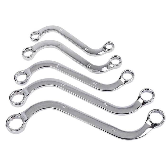 SET 5 CHIAVI DA MECCANICO COMBINATE TIPO S FISSE AUTO ANELLO POLIGONALI 10-19MM