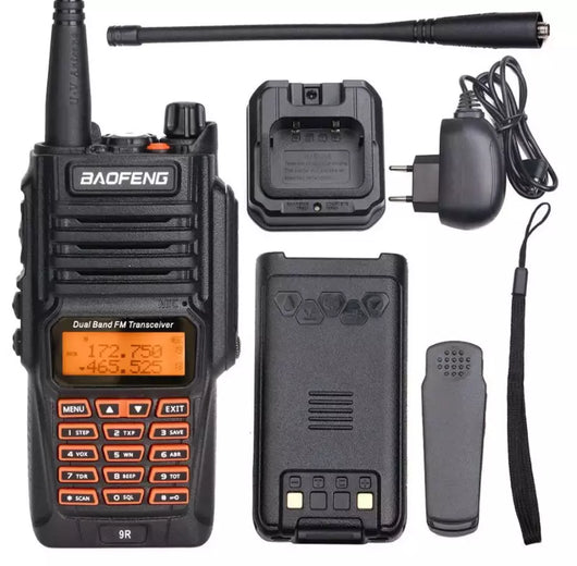 RADIO BAOFENG UV-9R RICETRASMITTENTE UHF VHF IP67 10W COMPLETA DI ACCESSORI