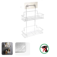 DOPPIA MENSOLA DA PARETE ADESIVA SCAFFALE ORGANIZER PORTAOGGETTI CUCINA 03491