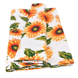 Tessuto Stoffa Girasoli Cotone Cucito Arredo Rivestimento Foderare Cuscini Divani 2,8x5 Mt Bianco