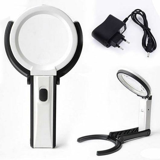 LAMPADA LENTE DI INGRANDIMENTO DA TAVOLO CON LUCE 10 LED PORTATILE 90 MM A 25MM