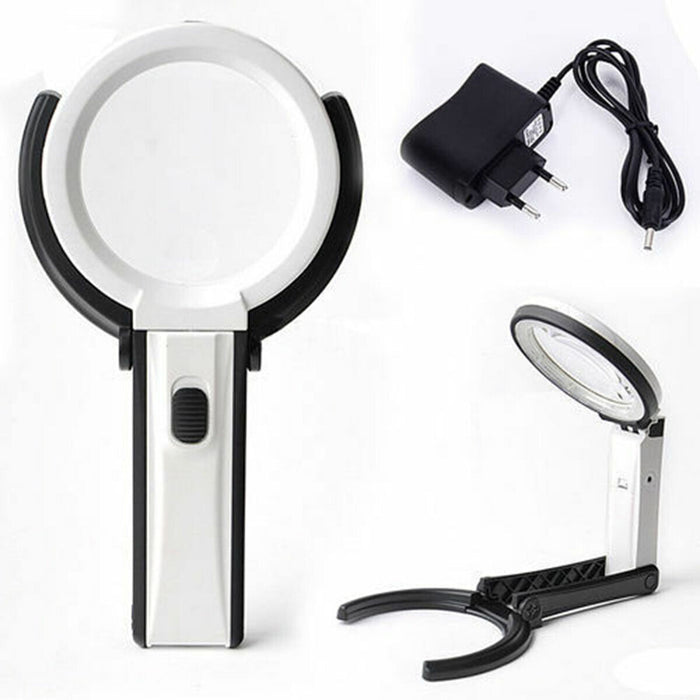 LAMPADA LENTE DI INGRANDIMENTO DA TAVOLO CON LUCE 10 LED PORTATILE 90 MM A 25MM