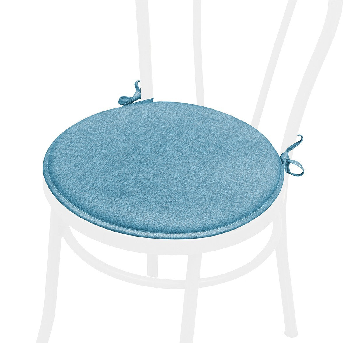 Set 4 Cuscini Sedia Blu Rotondi Cotone Lavabili Morbidi Coprisedia Tondo Tinta Unita Pastello