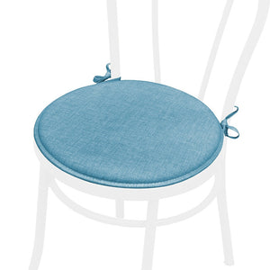 Set 4 Cuscini Sedia Blu Rotondi Cotone Lavabili Morbidi Coprisedia Tondo Tinta Unita Pastello