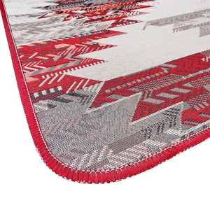 Tappeto Cucina Etnico 54x280 Cm Moderno Passatoia Antiscivolo Tessuto Gobelin Lavabile Bordeaux