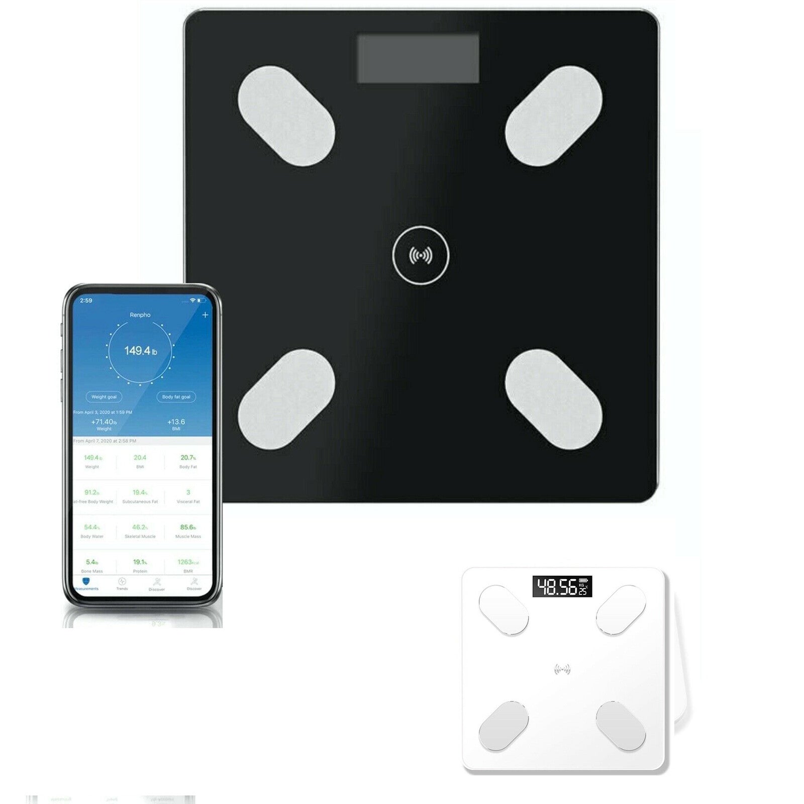 BILANCIA PESAPERSONE DIGITALE BLUETOOTH ELETTRONICA VETRO PORTATA 180 KG B24