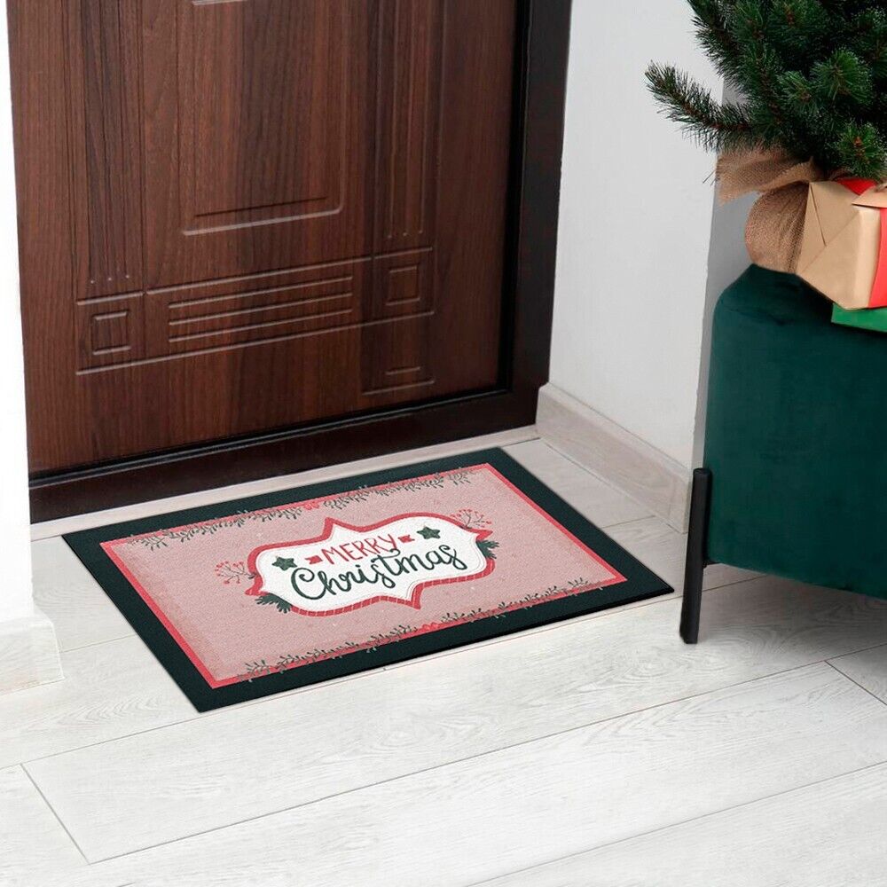 Zerbino Natalizio Gomma Sostenibile 40x70 Cm Asciugapassi Natale Ingresso Antiscivolo Dis.E