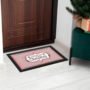 Zerbino Natalizio Gomma Sostenibile 40x70 Cm Asciugapassi Natale Ingresso Antiscivolo Dis.E