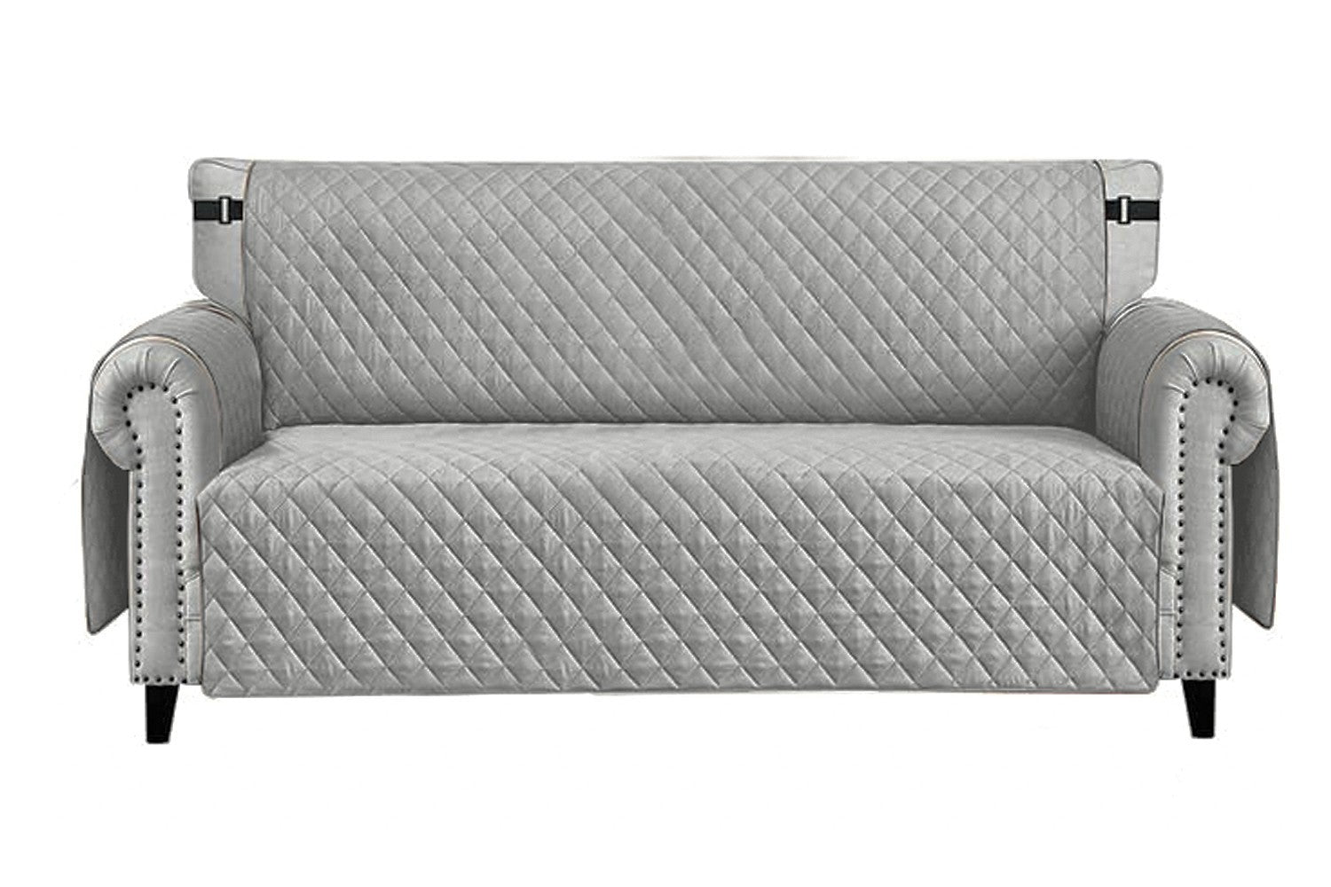 Copridivano Impermeabile Tasche Laterali Proteggi Divano Antimacchia Antiscivolo 4 Posti Grigio