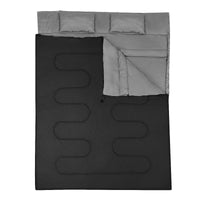 Sacco a pelo in Poliestere XL Matrimoniale con 2 cuscini e borsa per 2 persone Nero-Letti e sacchi a pelo