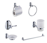 KIT COMPLETO 6 ACCESSORI BAGNO ASTA SAPONE WC GANCIO PORTA ASCIUGAMANO 03903