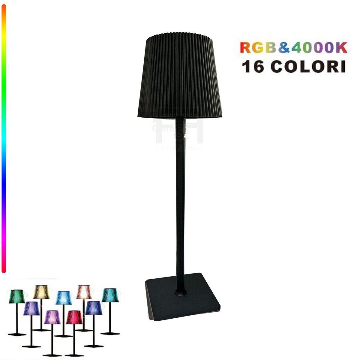 LAMPADA TAVOLO TOUCH COLORI LED RGB + 4000K RICARICABILE BAR RISTORANTE NERO